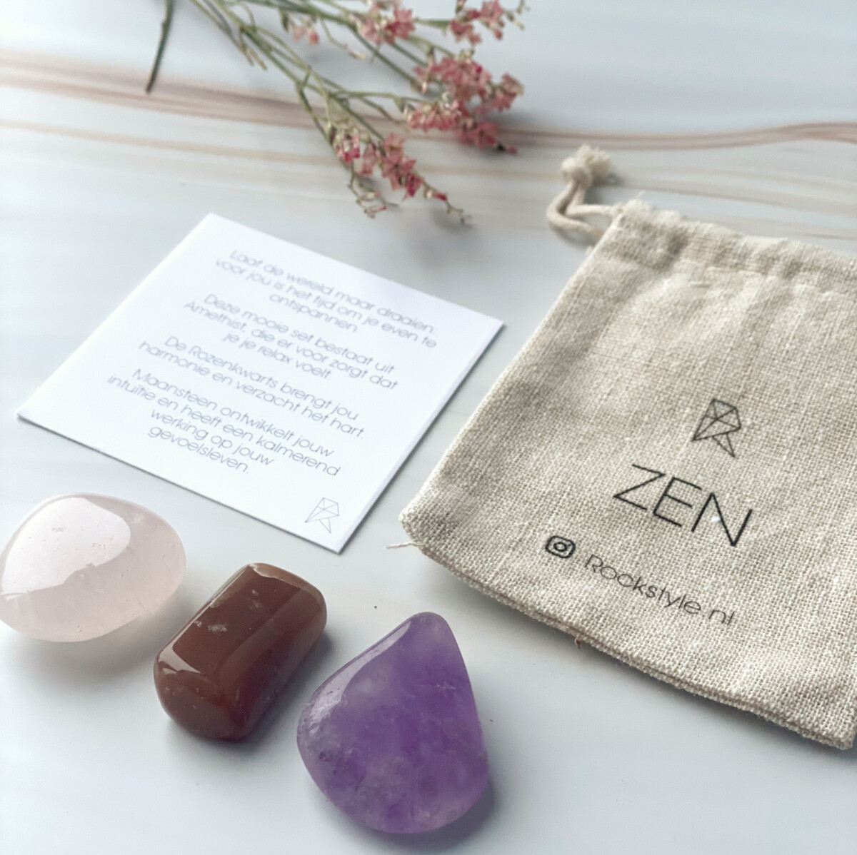 ZEN amethist - maansteen - rozenkwarts